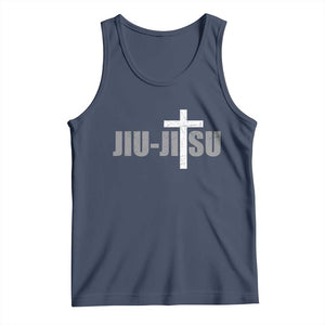Jiu Jitsu Christian Cross Tank Top Retro Vintage Minimal Religious Faith TS10 Navy Print Your Wear