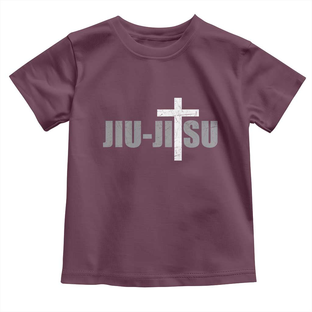 Jiu Jitsu Christian Cross Toddler T Shirt Retro Vintage Minimal Religious Faith TS10 Maroon Print Your Wear