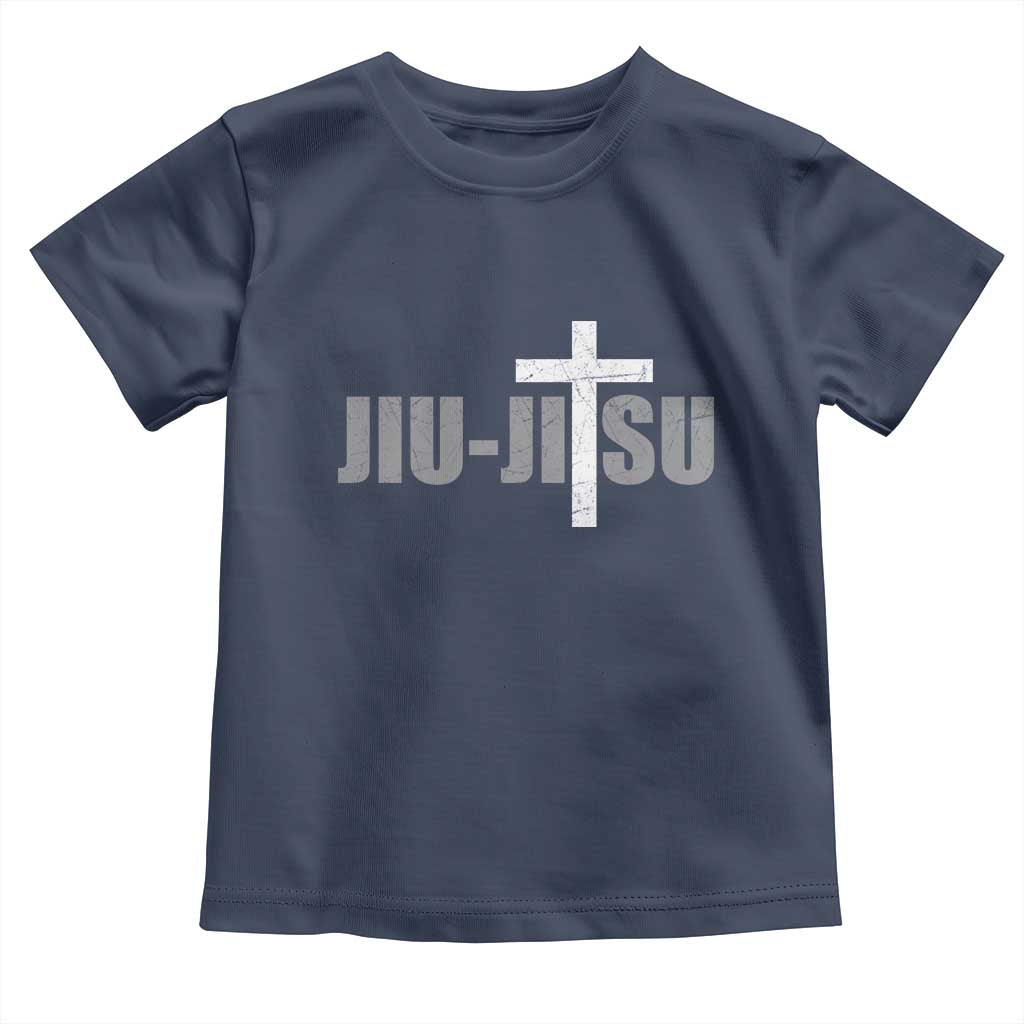 Jiu Jitsu Christian Cross Toddler T Shirt Retro Vintage Minimal Religious Faith TS10 Navy Print Your Wear