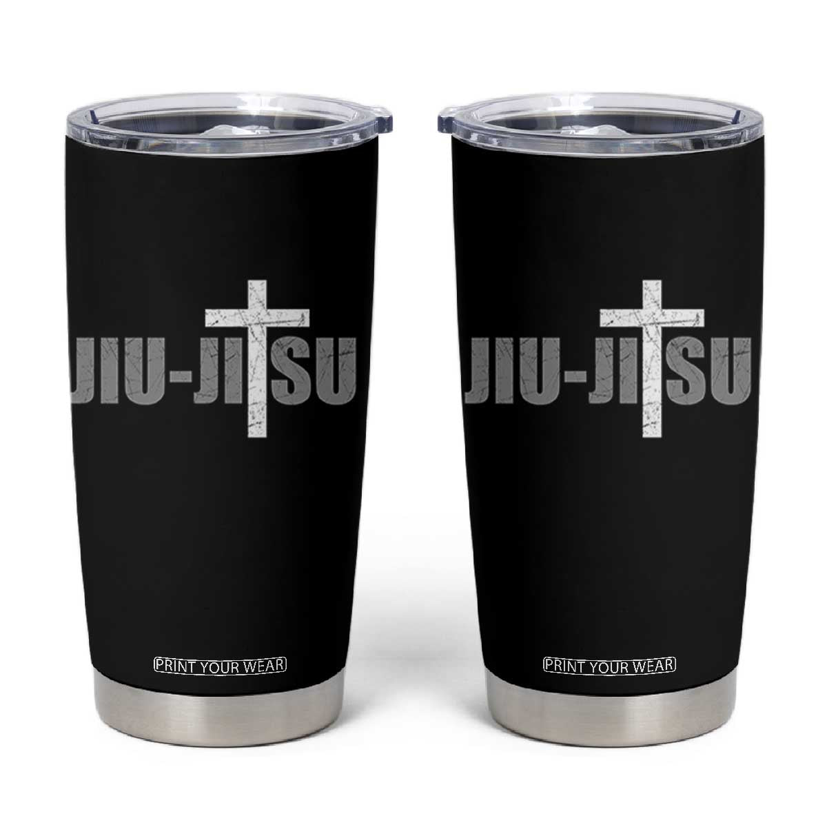 Jiu Jitsu Christian Cross Tumbler Cup Retro Vintage Minimal Religious Faith TS10 Black Print Your Wear