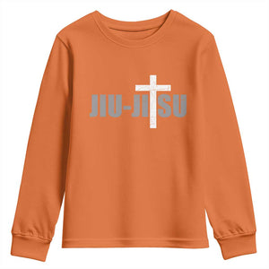 Jiu Jitsu Christian Cross Youth Sweatshirt Retro Vintage Minimal Religious Faith TS10 Orange Print Your Wear
