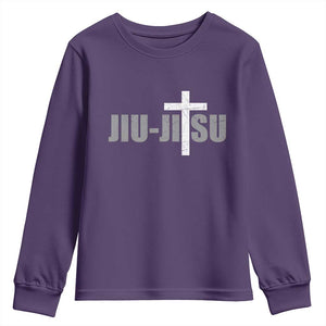 Jiu Jitsu Christian Cross Youth Sweatshirt Retro Vintage Minimal Religious Faith TS10 Purple Print Your Wear