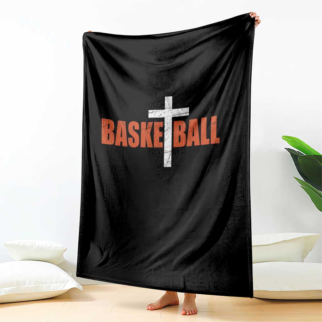 Christian Basketball Cross Throw Blanket Retro Vintage Minimal Religious Faith TS10 Print Your Wear