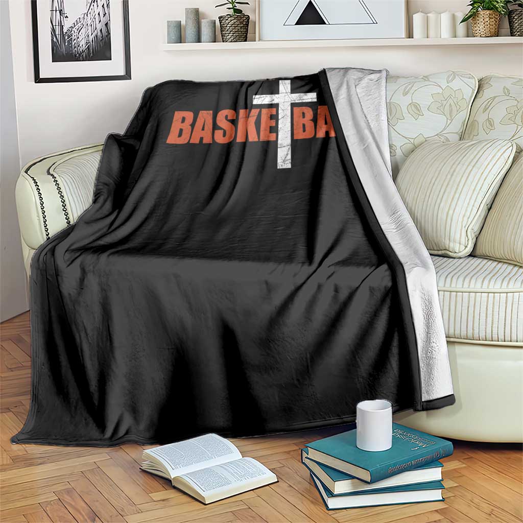 Christian Basketball Cross Throw Blanket Retro Vintage Minimal Religious Faith TS10 Print Your Wear