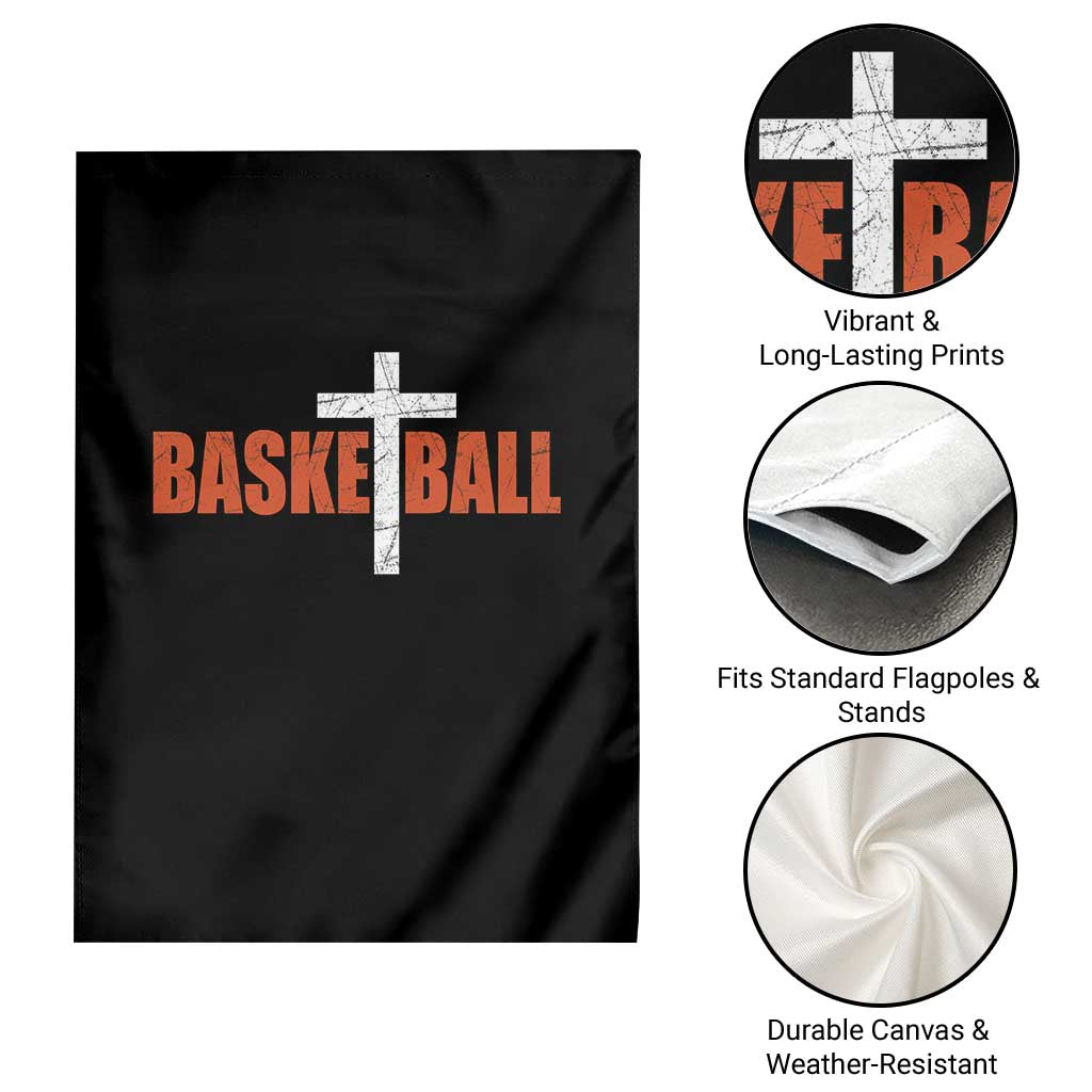 Christian Basketball Cross Garden Flag Retro Vintage Minimal Religious Faith TS10 Print Your Wear