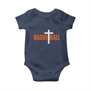 Christian Basketball Cross Baby Onesie Retro Vintage Minimal Religious Faith TS10 Navy Print Your Wear