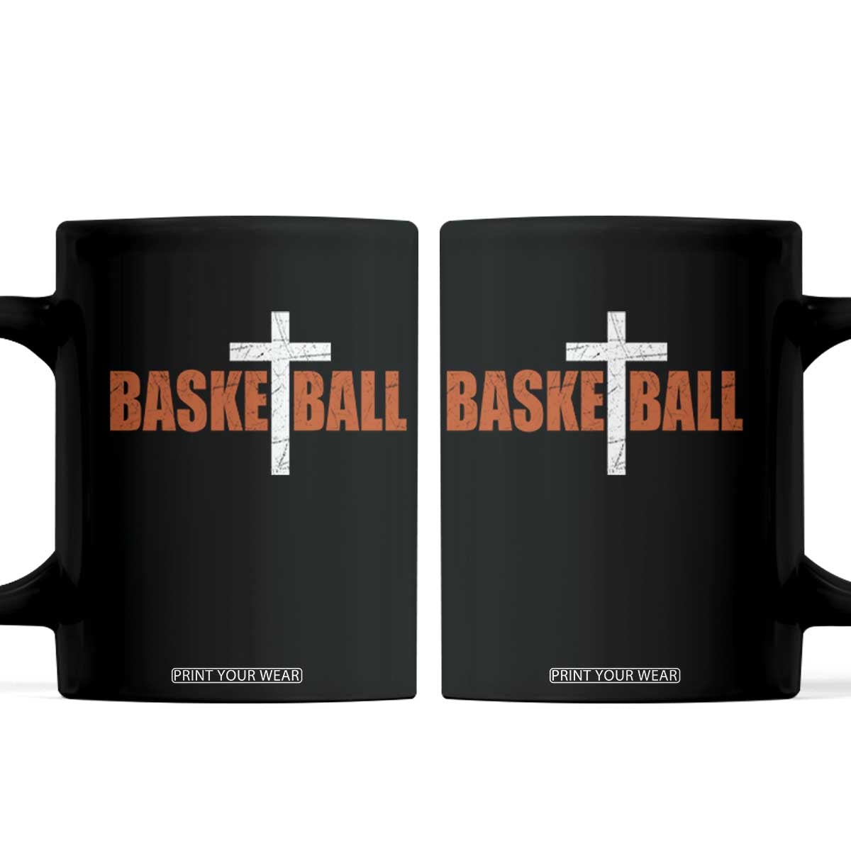 Christian Basketball Cross Coffee Mug Retro Vintage Minimal Religious Faith TS10 Black Print Your Wear