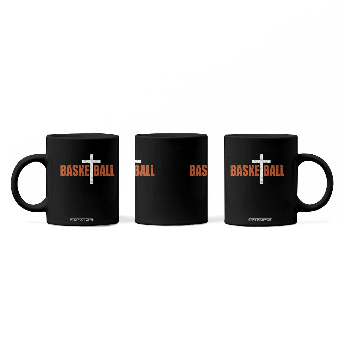 Christian Basketball Cross Coffee Mug Retro Vintage Minimal Religious Faith TS10 Print Your Wear
