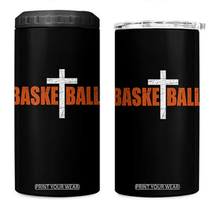 Christian Basketball Cross 4 in 1 Can Cooler Tumbler Retro Vintage Minimal Religious Faith TS10 One Size: 16 oz Black Print Your Wear