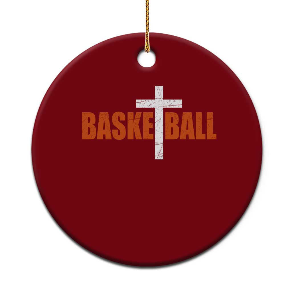 Christian Basketball Cross Ceramic Ornament Retro Vintage Minimal Religious Faith TS10 1pc Red Print Your Wear