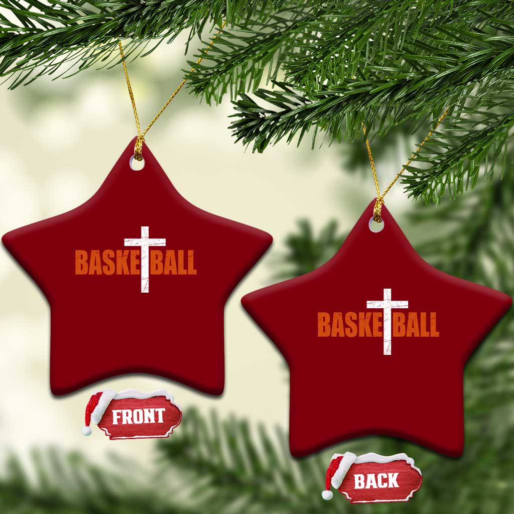 Christian Basketball Cross Ceramic Ornament Retro Vintage Minimal Religious Faith TS10 Print Your Wear