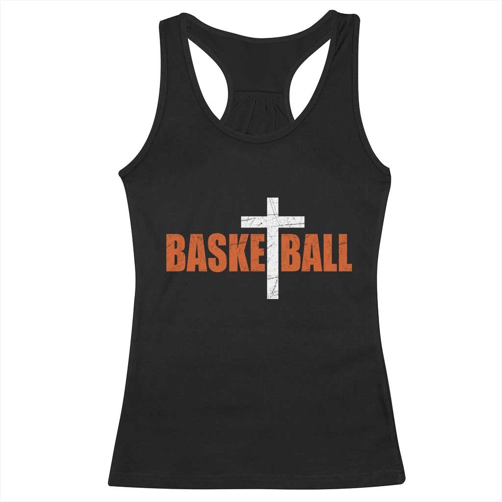 Christian Basketball Cross Racerback Tank Top Retro Vintage Minimal Religious Faith TS10 Black Print Your Wear