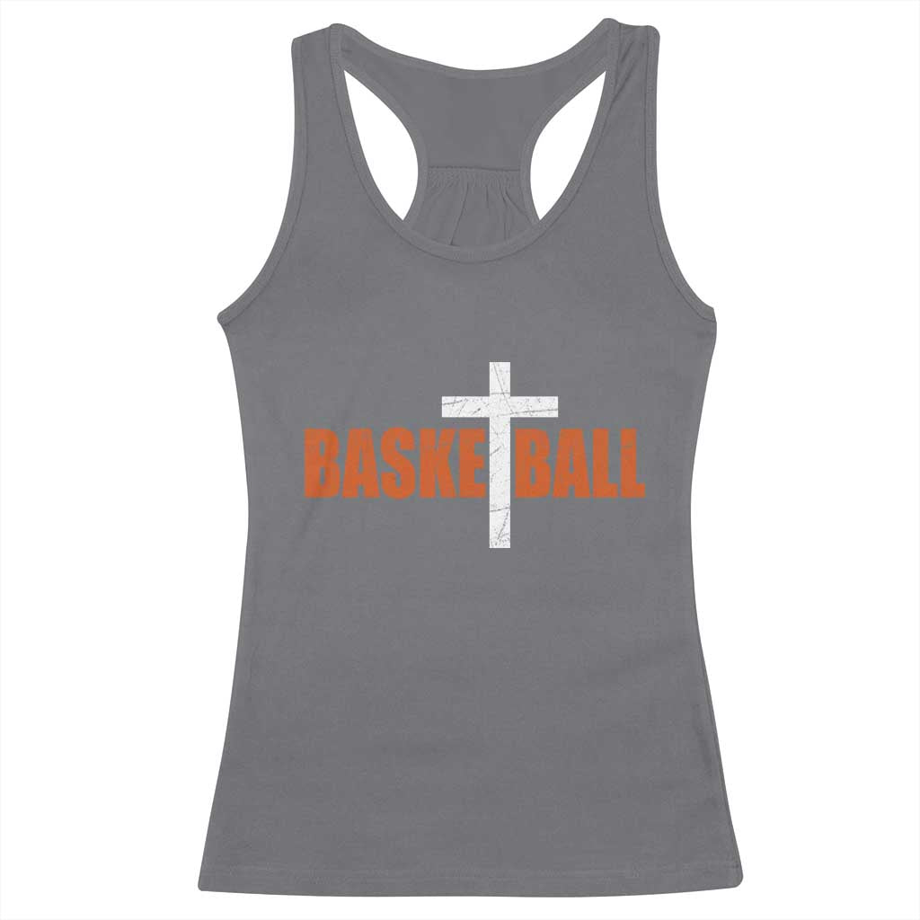 Christian Basketball Cross Racerback Tank Top Retro Vintage Minimal Religious Faith TS10 Charcoal Print Your Wear