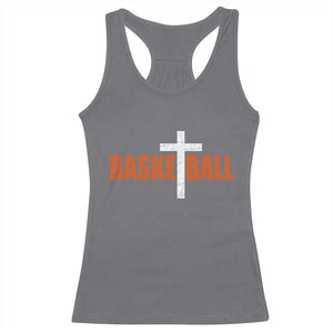 Christian Basketball Cross Racerback Tank Top Retro Vintage Minimal Religious Faith TS10 Charcoal Print Your Wear