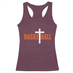 Christian Basketball Cross Racerback Tank Top Retro Vintage Minimal Religious Faith TS10 Maroon Print Your Wear