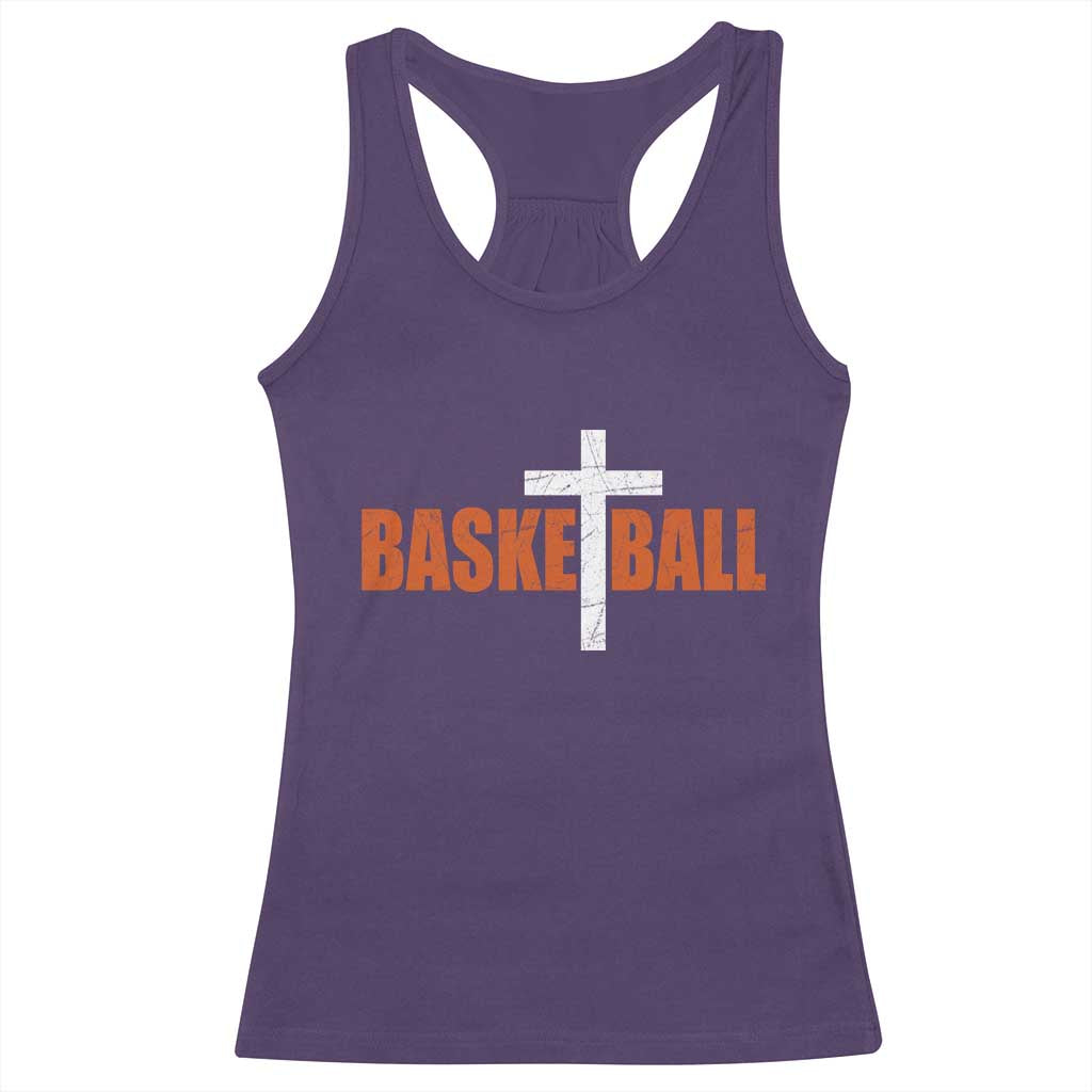 Christian Basketball Cross Racerback Tank Top Retro Vintage Minimal Religious Faith TS10 Purple Print Your Wear