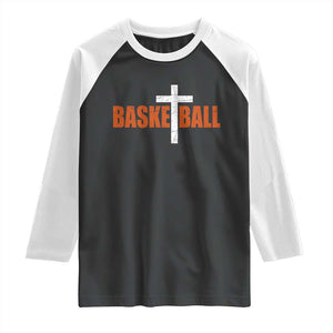 Christian Basketball Cross Raglan Shirt Retro Vintage Minimal Religious Faith TS10 Black White Print Your Wear