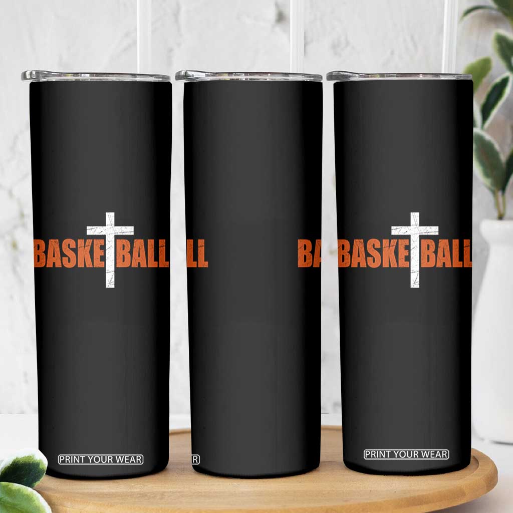 Christian Basketball Cross Skinny Tumbler Retro Vintage Minimal Religious Faith TS10 Print Your Wear