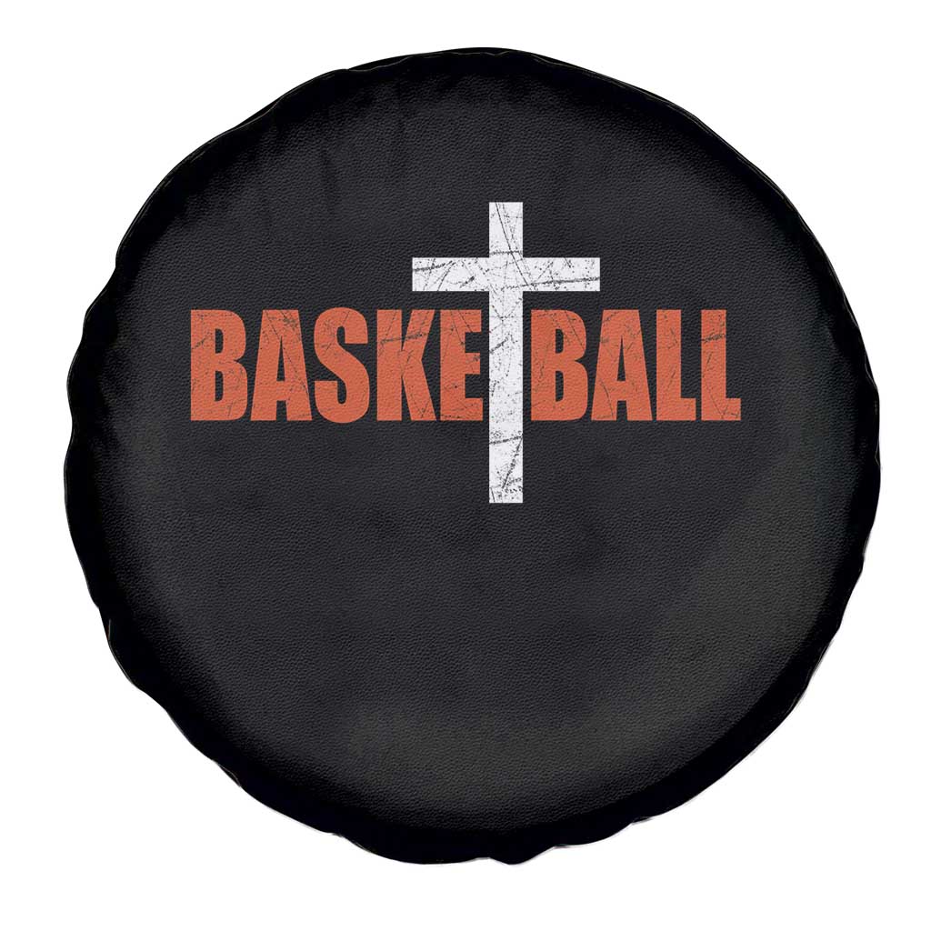 Christian Basketball Cross Spare Tire Cover Retro Vintage Minimal Religious Faith TS10 Print Your Wear