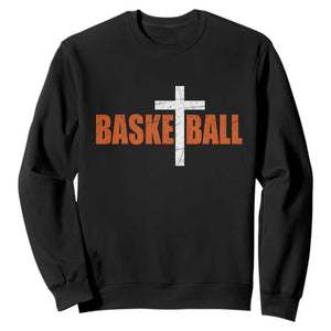 Christian Basketball Cross Sweatshirt Retro Vintage Minimal Religious Faith TS10 Black Print Your Wear