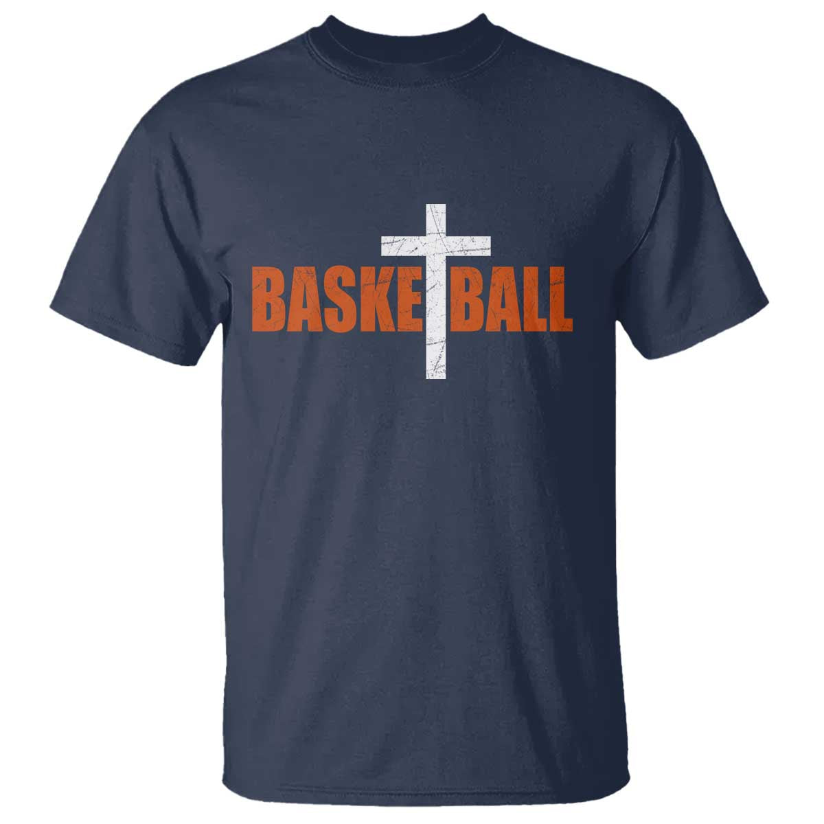 Christian Basketball Cross T Shirt Retro Vintage Minimal Religious Faith TS10 Navy Print Your Wear