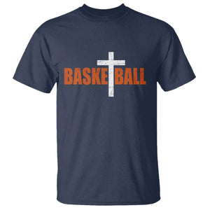Christian Basketball Cross T Shirt Retro Vintage Minimal Religious Faith TS10 Navy Print Your Wear