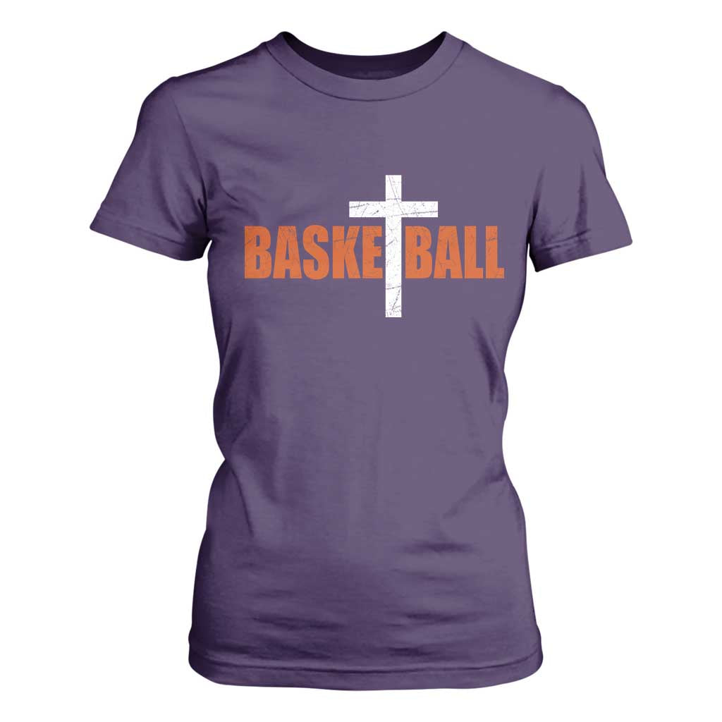 Christian Basketball Cross T Shirt For Women Retro Vintage Minimal Religious Faith TS10 Purple Print Your Wear