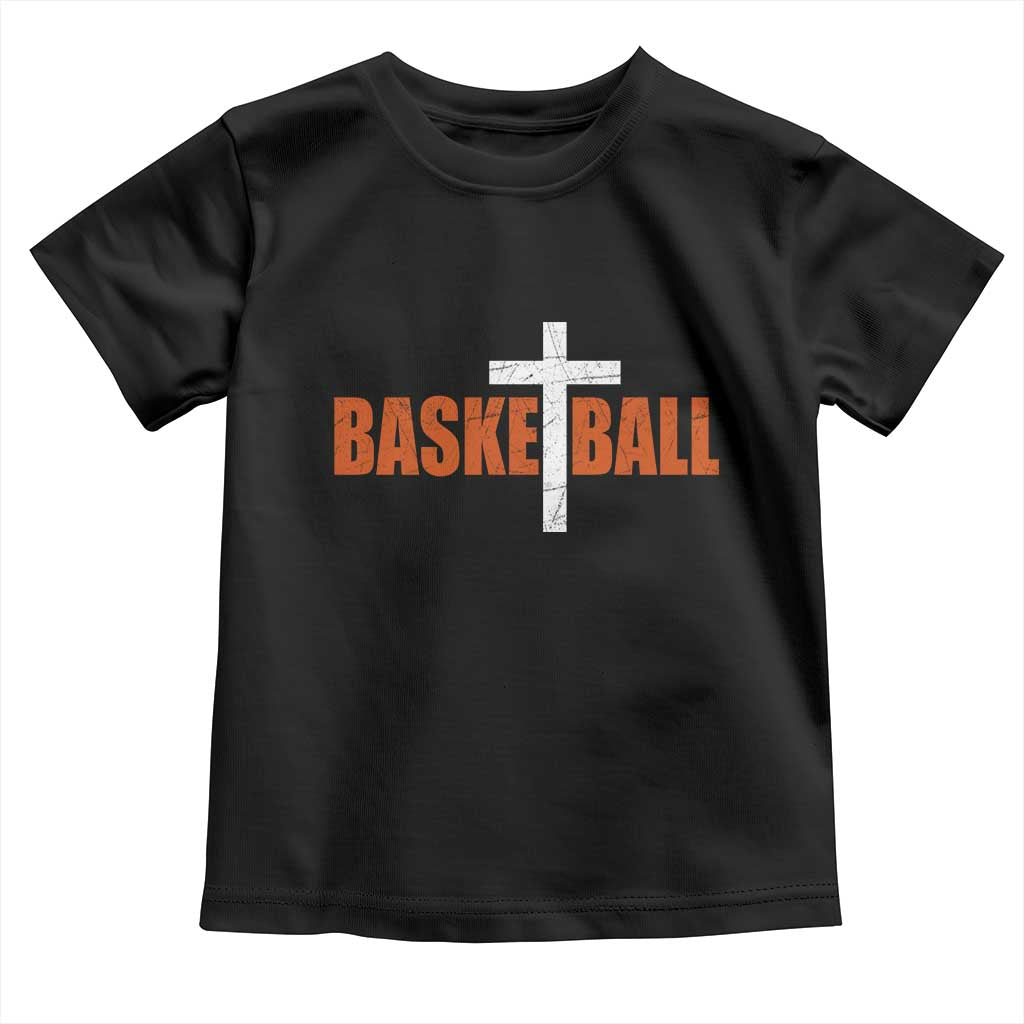 Christian Basketball Cross Toddler T Shirt Retro Vintage Minimal Religious Faith TS10 Black Print Your Wear