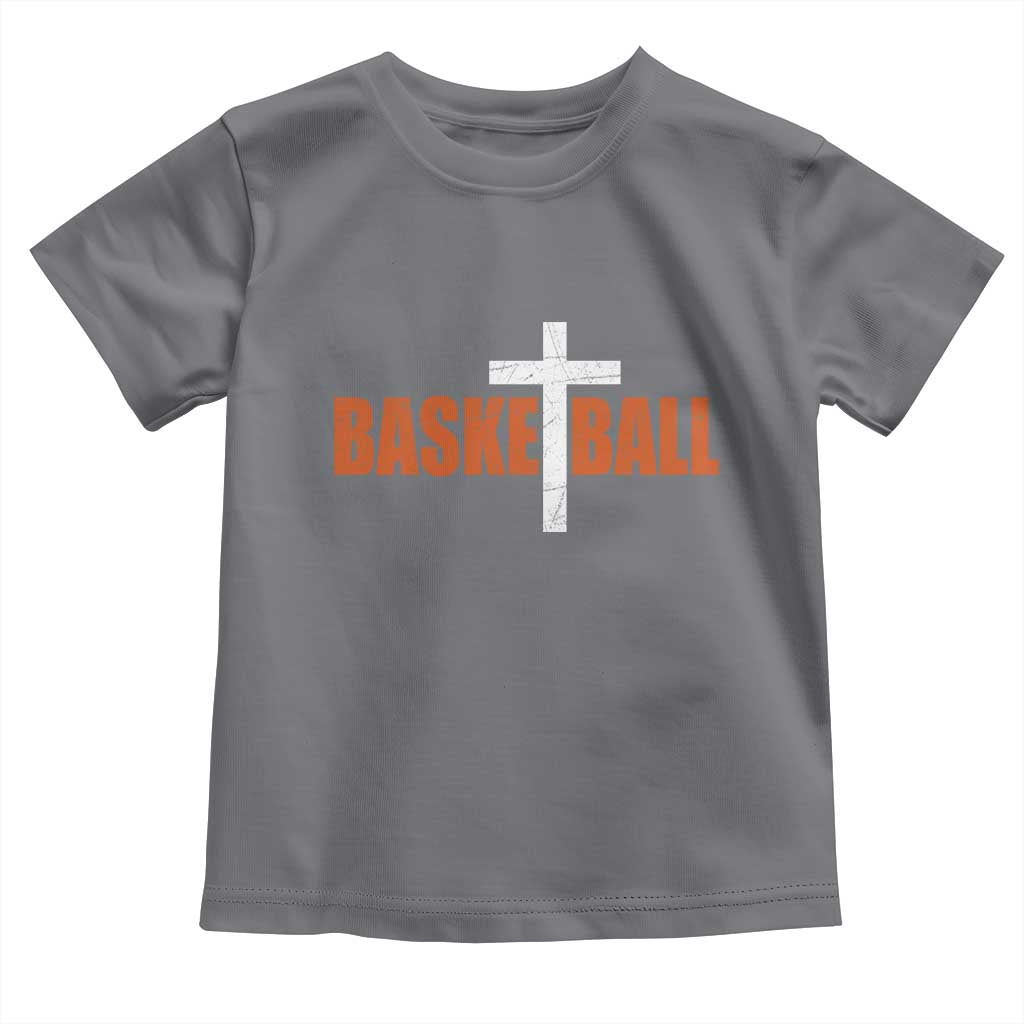 Christian Basketball Cross Toddler T Shirt Retro Vintage Minimal Religious Faith TS10 Charcoal Print Your Wear