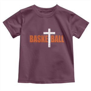 Christian Basketball Cross Toddler T Shirt Retro Vintage Minimal Religious Faith TS10 Maroon Print Your Wear