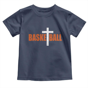 Christian Basketball Cross Toddler T Shirt Retro Vintage Minimal Religious Faith TS10 Navy Print Your Wear