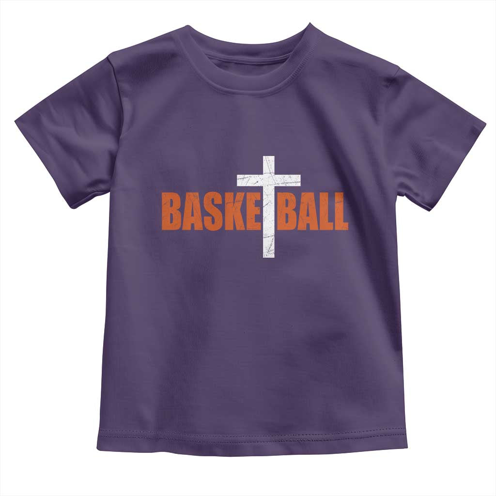 Christian Basketball Cross Toddler T Shirt Retro Vintage Minimal Religious Faith TS10 Purple Print Your Wear