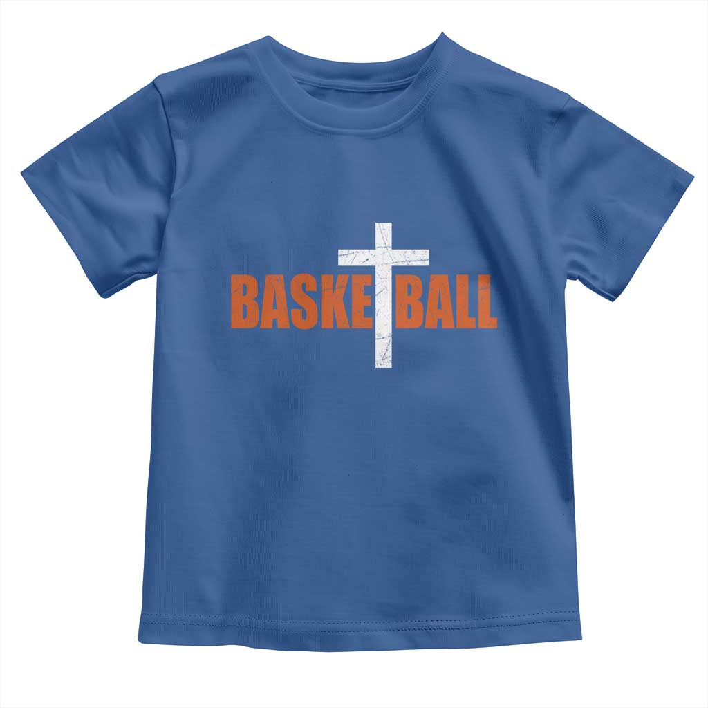 Christian Basketball Cross Toddler T Shirt Retro Vintage Minimal Religious Faith TS10 Royal Blue Print Your Wear