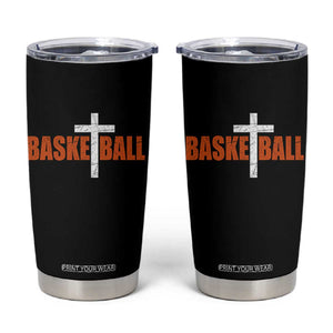 Christian Basketball Cross Tumbler Cup Retro Vintage Minimal Religious Faith TS10 Black Print Your Wear