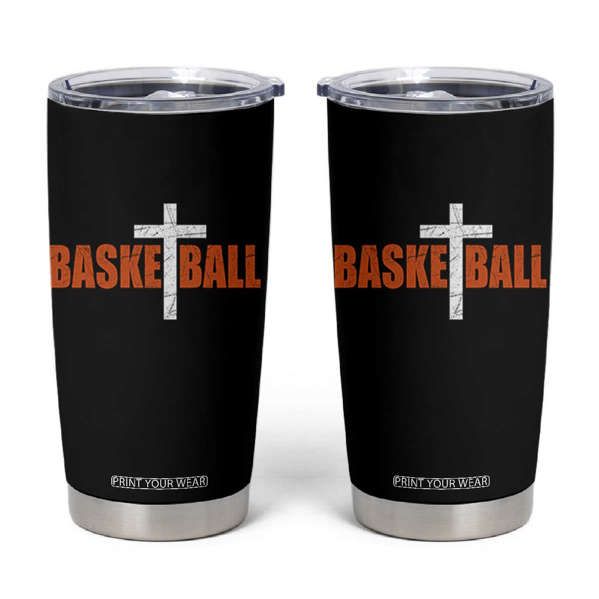 Christian Basketball Cross Tumbler Cup Retro Vintage Minimal Religious Faith TS10 Black Print Your Wear
