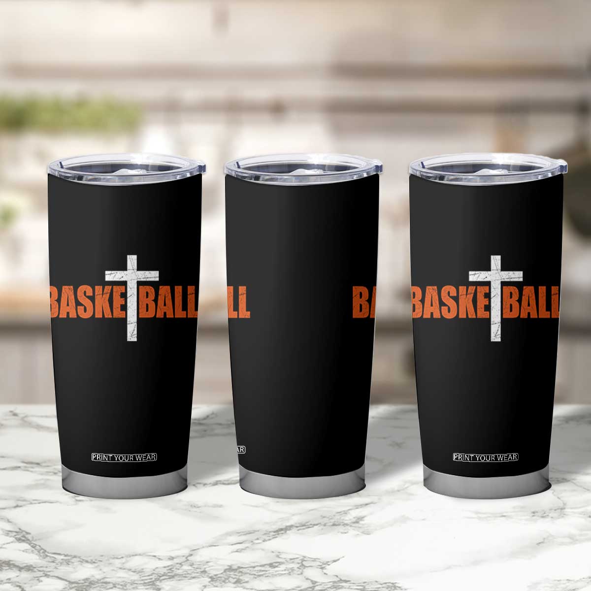 Christian Basketball Cross Tumbler Cup Retro Vintage Minimal Religious Faith TS10 Print Your Wear