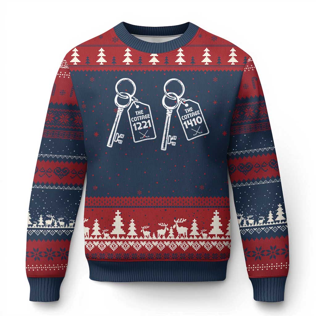 Room Numbers Team Hollanov Ugly Christmas Sweater LGBT Romance Hockey Fan Im Coming To The Cottage TS10 Navy Red Print Your Wear