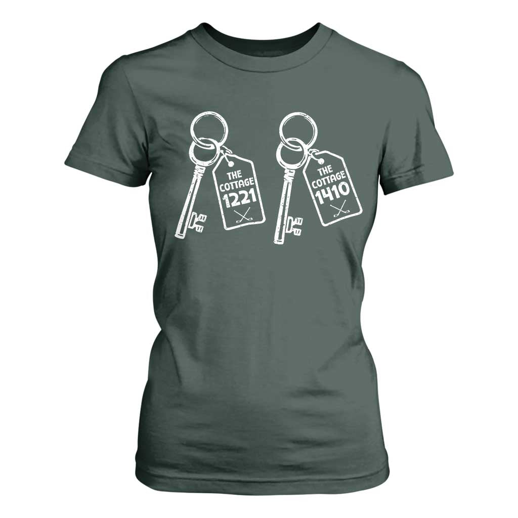 Room Numbers Team Hollanov T Shirt For Women LGBT Romance Hockey Fan Im Coming To The Cottage TS10 Dark Forest Green Print Your Wear