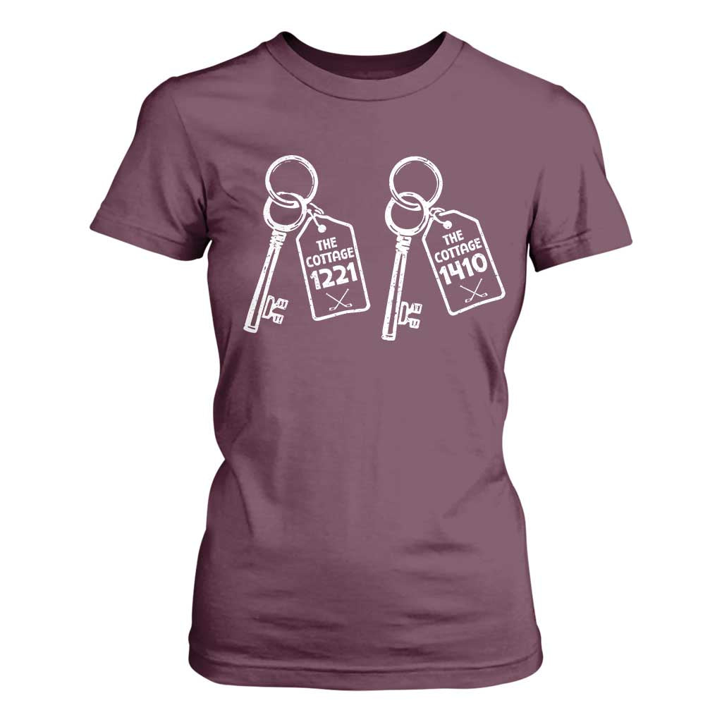 Room Numbers Team Hollanov T Shirt For Women LGBT Romance Hockey Fan Im Coming To The Cottage TS10 Maroon Print Your Wear