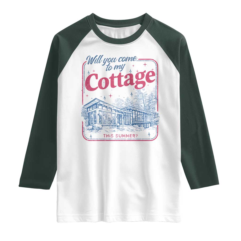 Will You Come To My Cottage This Summer Raglan Shirt LGBT Romance Hockey Fan TS10 White Dark Forest Green Print Your Wear