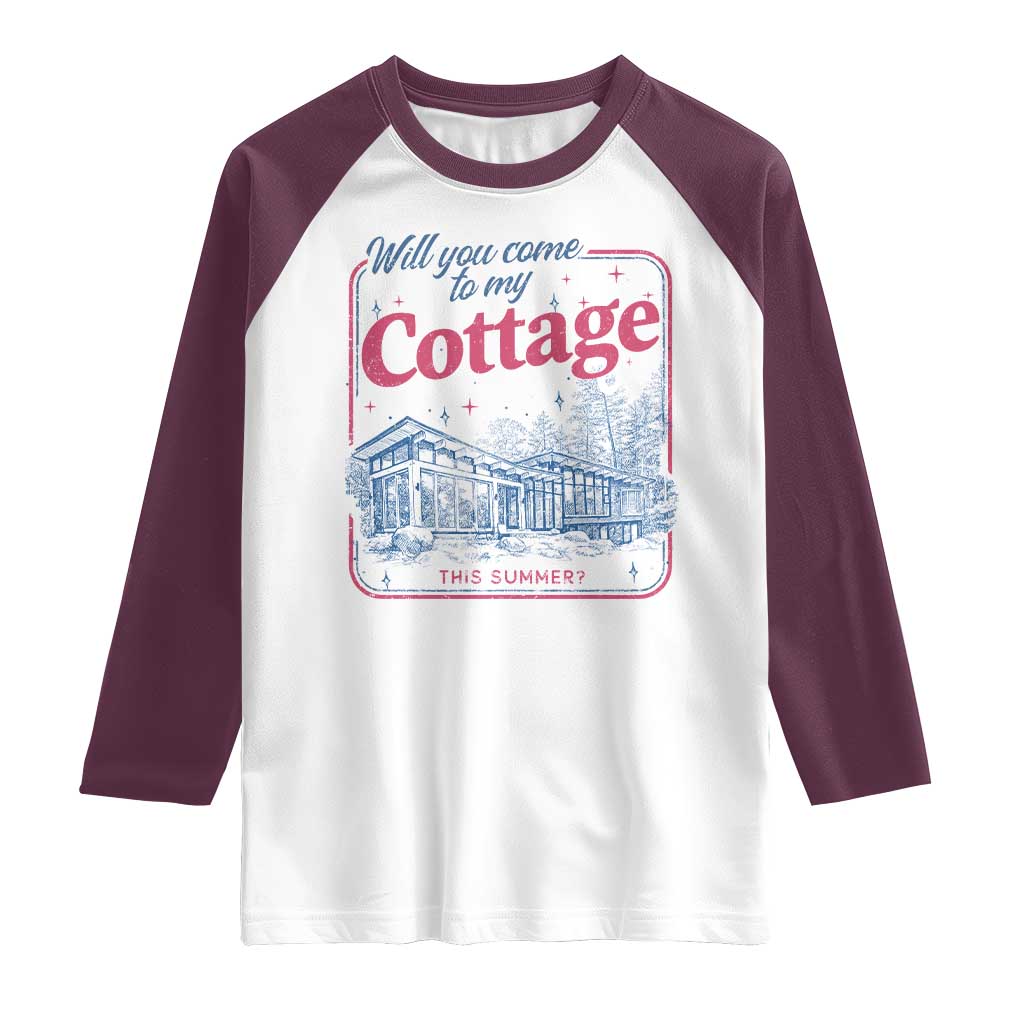 Will You Come To My Cottage This Summer Raglan Shirt LGBT Romance Hockey Fan TS10 White Maroon Print Your Wear