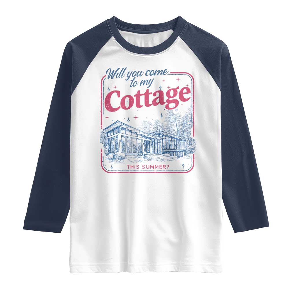 Will You Come To My Cottage This Summer Raglan Shirt LGBT Romance Hockey Fan TS10 White Navy Print Your Wear