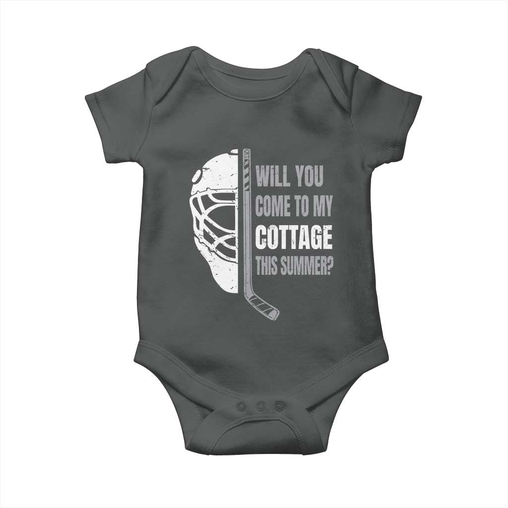 Will You Come To My Cottage This Summer Baby Onesie Retro LGBT Romance Hockey Fan TS10 Dark Heather Print Your Wear