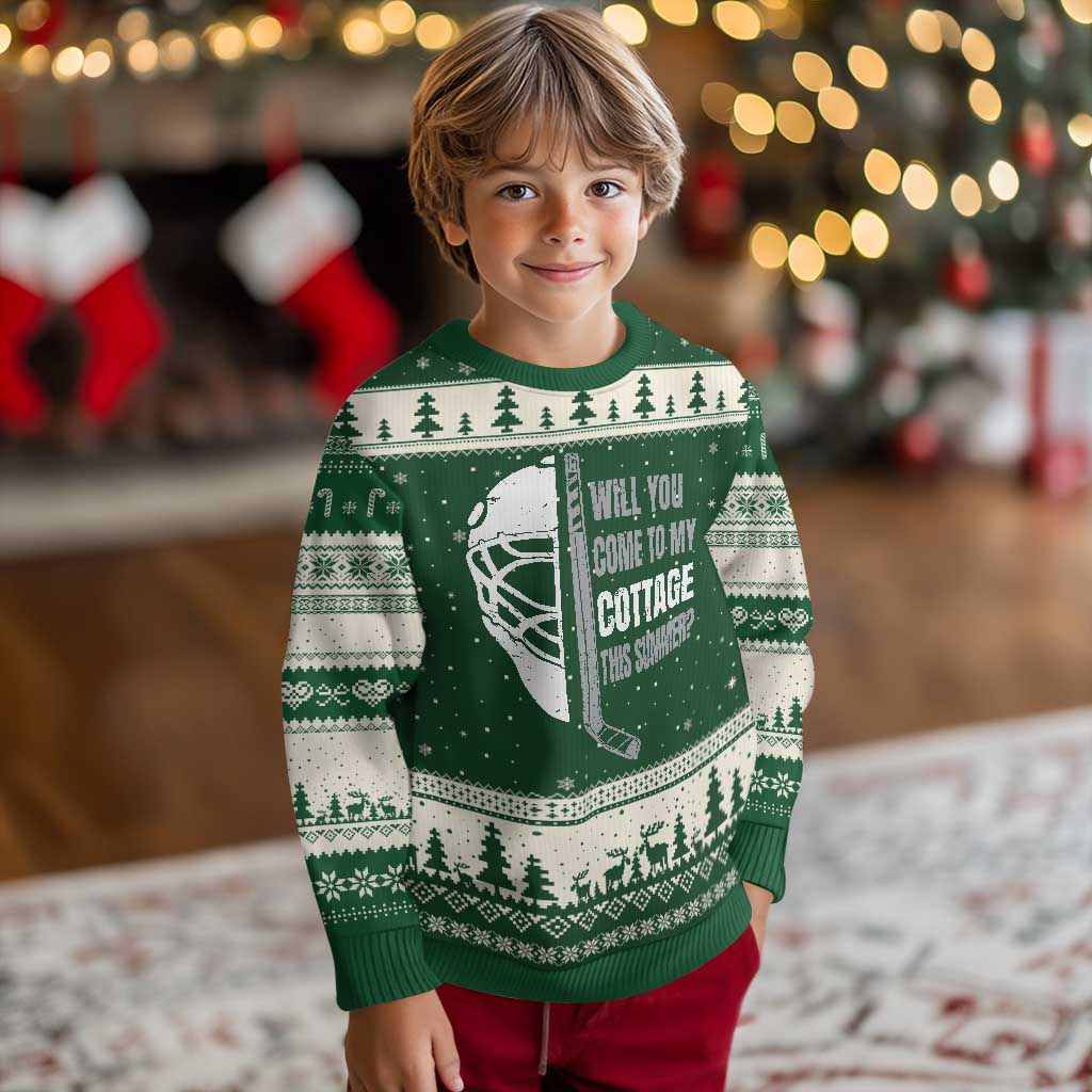 Will You Come To My Cottage This Summer Ugly Christmas Sweater Retro LGBT Romance Hockey Fan TS10 Forest Green Beige Print Your Wear