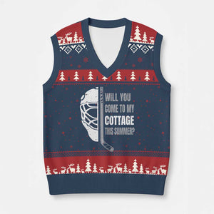 Will You Come To My Cottage This Summer V-Neck Knit Sweater Vest Retro LGBT Romance Hockey Fan TS10 Navy Red Print Your Wear