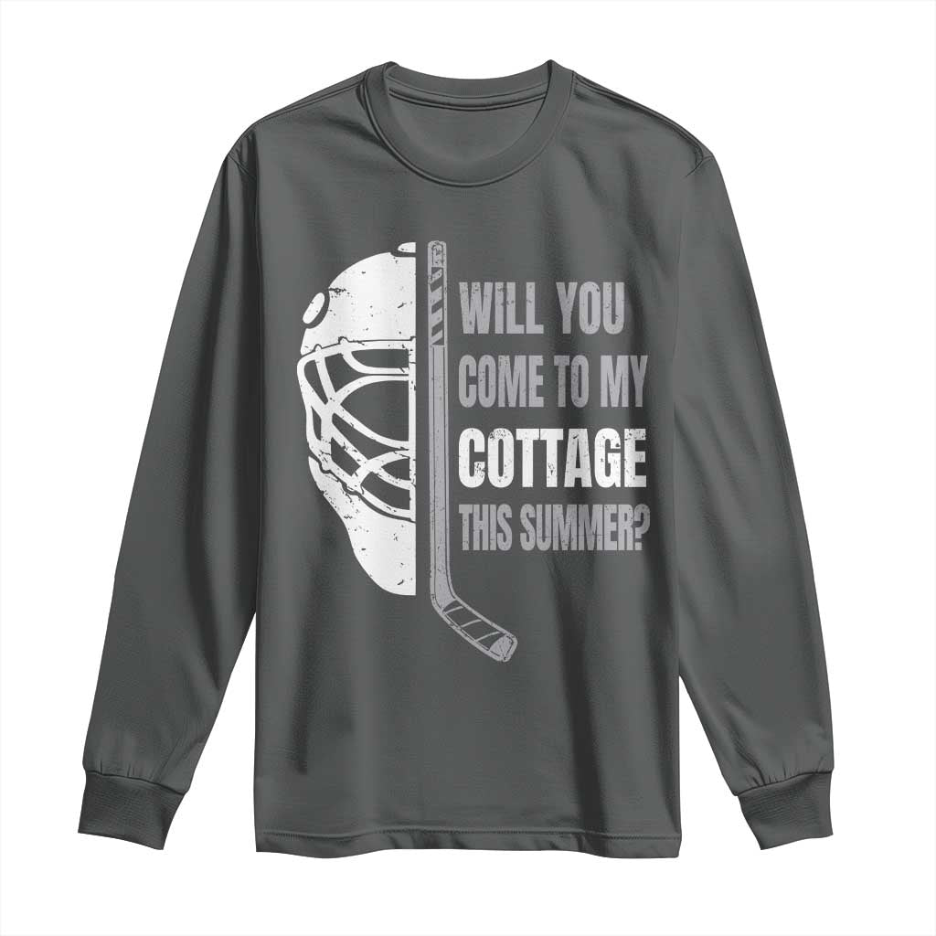 Will You Come To My Cottage This Summer Long Sleeve Shirt Retro LGBT Romance Hockey Fan TS10 Dark Heather Print Your Wear