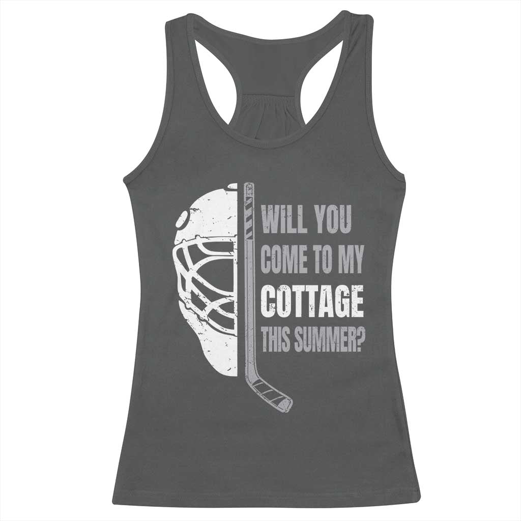 Will You Come To My Cottage This Summer Racerback Tank Top Retro LGBT Romance Hockey Fan TS10 Dark Heather Print Your Wear