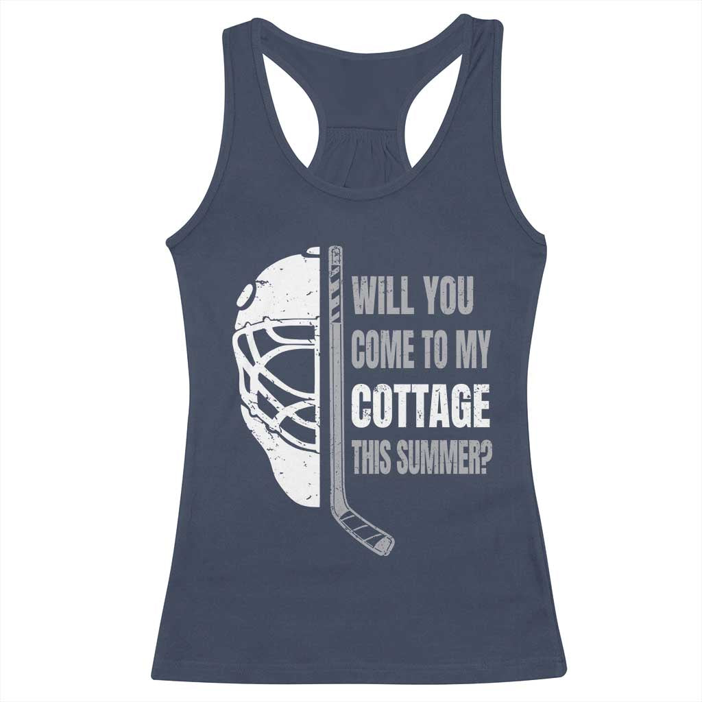 Will You Come To My Cottage This Summer Racerback Tank Top Retro LGBT Romance Hockey Fan TS10 Navy Print Your Wear