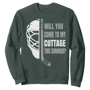 Will You Come To My Cottage This Summer Sweatshirt Retro LGBT Romance Hockey Fan TS10 Dark Forest Green Print Your Wear