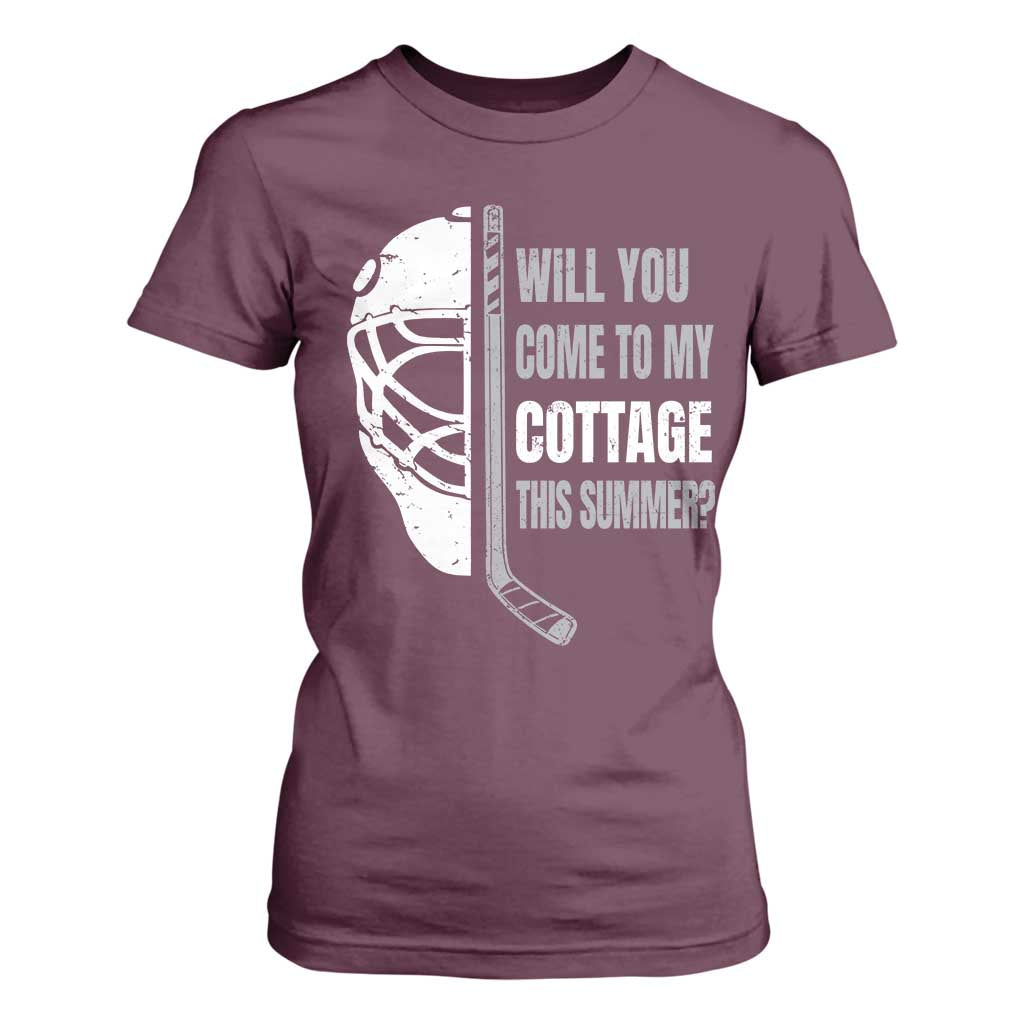 Will You Come To My Cottage This Summer T Shirt For Women Retro LGBT Romance Hockey Fan TS10 Maroon Print Your Wear